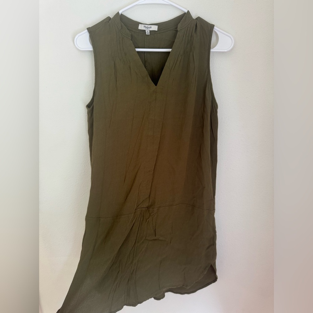 Madewell Green Tunic/mini high low dress‎ Tank Top Sleeveless